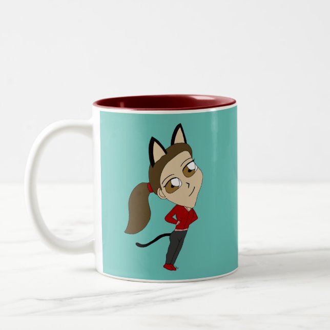 Caneca De Café Em Dois Tons catgirl chibi (Esquerda)