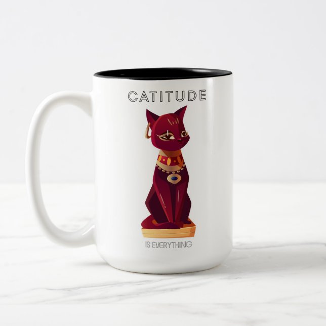 Caneca De Café Em Dois Tons CATITUDE é tudo (Esquerda)