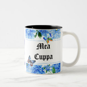 Caneca De Café Em Dois Tons Católico floral cómico Mea Cuppa