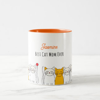 Caneca De Café Em Dois Tons Cats Mug Adorável - Cat Mãe Personalizada Ideia Do