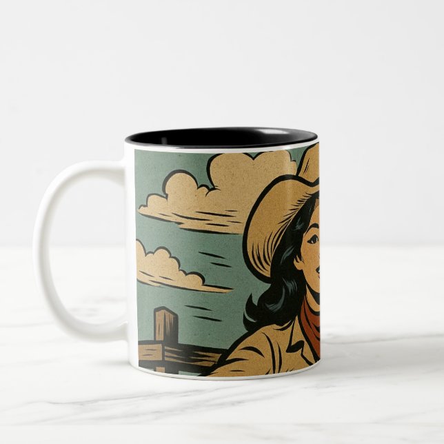 Caneca De Café Em Dois Tons cattlegirl asiático tocando guitarra (Esquerda)