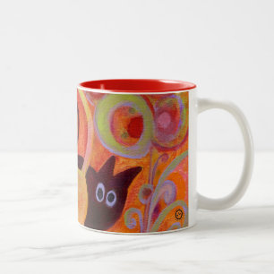 Caneca De Café Em Dois Tons caudas e gatos