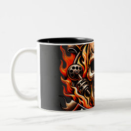 Caneca De Café Em Dois Tons Cavaleiro Crânio Andar para Viver Viver para Andar