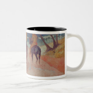 Caneca De Café Em Dois Tons Cavaleiro de Paul Gauguin   na praia 1902