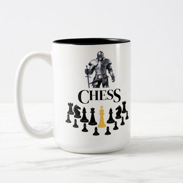 Caneca De Café Em Dois Tons Cavaleiro de Xadrez com Espada (Esquerda)