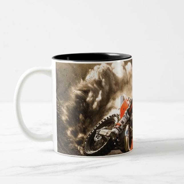 Caneca De Café Em Dois Tons Cavaleiro Motocross (Esquerda)