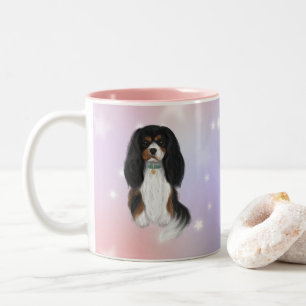 Caneca De Café Em Dois Tons Cavaleiro Tricolorido King Charles Spaniel