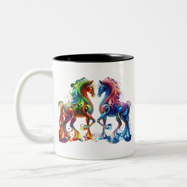 Caneca De Café Em Dois Tons Cavalo Adorável (Esquerda)