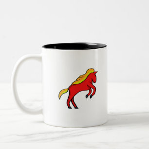 Caneca De Café Em Dois Tons Cavalo avermelhado com tons ferozes no homem