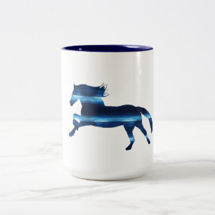 Caneca De Café Em Dois Tons Cavalo Azul