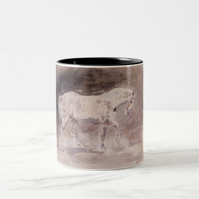 Caneca De Café Em Dois Tons Cavalo Branco (por Eugene Delacroix) (Centro)