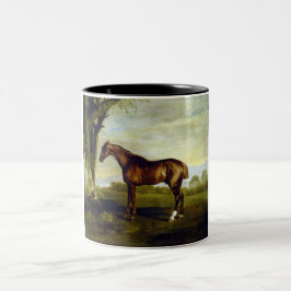 Caneca De Café Em Dois Tons Cavalo de Arroz de Castanha em Paisagem (George St