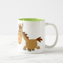 Caneca De Café Em Dois Tons Cavalo de Cartoon Bonito