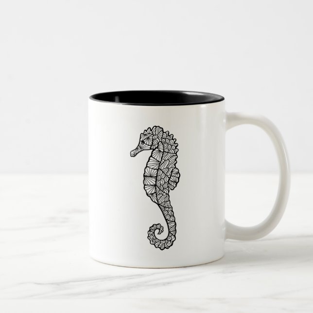 Caneca De Café Em Dois Tons Cavalo de mar inspirado (Direita)