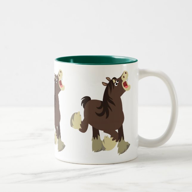 Caneca De Café Em Dois Tons Cavalo de Shire Exuberante Bonito (Direita)