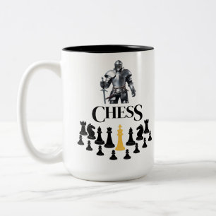 Caneca De Café Em Dois Tons Cavalo de Xadrez com Espada