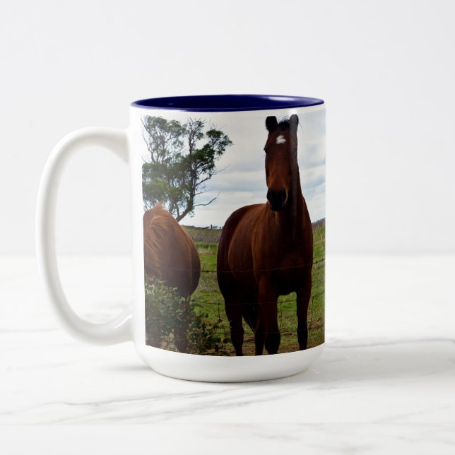 Caneca De Café Em Dois Tons Cavalo Grande Marrom Magnífico, (Esquerda)
