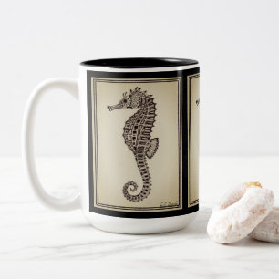 Caneca De Café Em Dois Tons "Cavalo marinho I 15 onças. caneca de dois tons