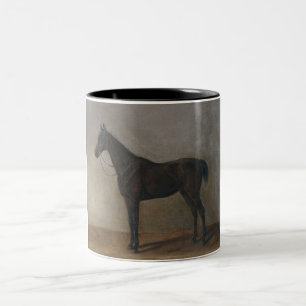 Caneca De Café Em Dois Tons Cavalo Marrom escuro (Arte Animal Vintage)