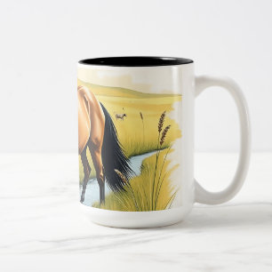 Caneca De Café Em Dois Tons Cavalo Pastoral em Ossos Terrestres
