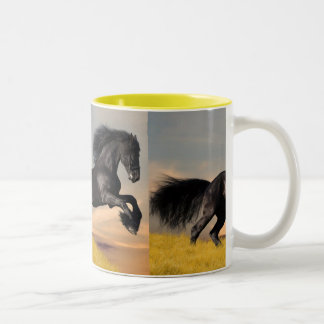 Caneca De Café Em Dois Tons cavalo preto lindo