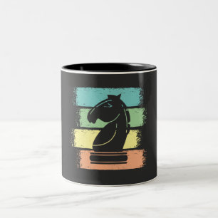Caneca De Café Em Dois Tons Cavalo Retro Xadrez