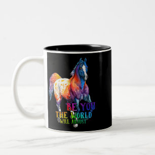 Caneca De Café Em Dois Tons Cavalo Seja Você O Mundo Irá Ajustar
