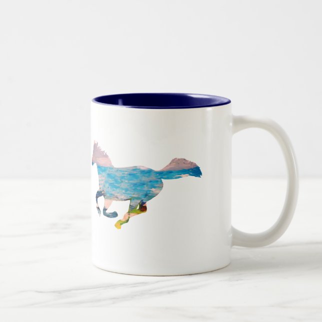 Caneca De Café Em Dois Tons Cavalo selvagem (Direita)