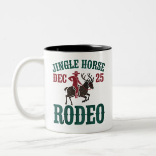 Caneca De Café Em Dois Tons Cavalo Tilintante 25 Dez Rodeio Cowboy Natal Cowgi