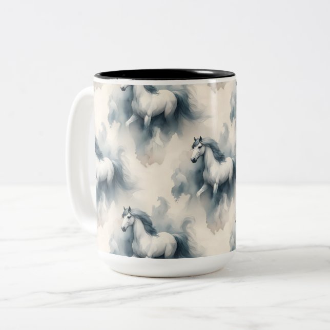Caneca De Café Em Dois Tons Cavalos (Frente Esquerda)