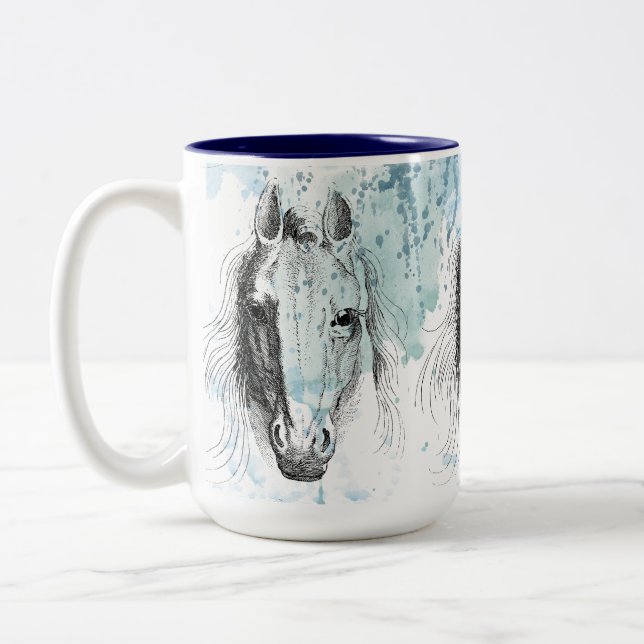 Caneca De Café Em Dois Tons Cavalos (Esquerda)