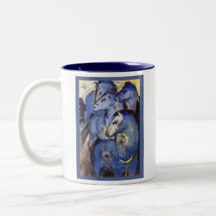 Caneca De Café Em Dois Tons Cavalos bonitos Franz Marc - cavaleiro azul