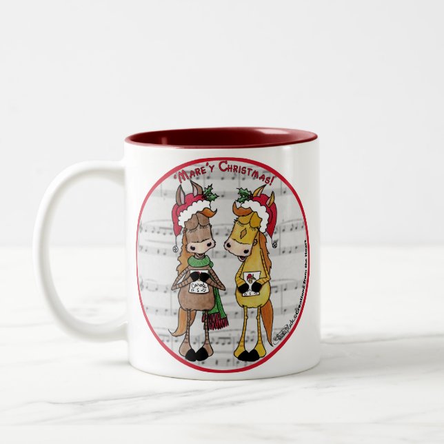 Caneca De Café Em Dois Tons Cavalos Carineiros - 'Mare'y Christmas (Esquerda)