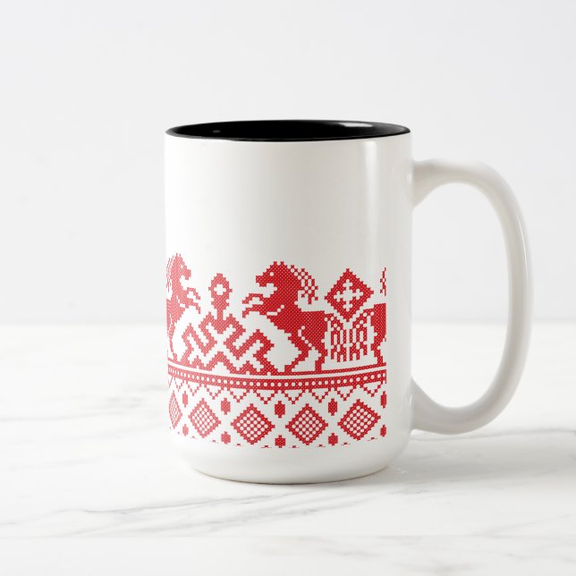 Caneca De Café Em Dois Tons Cavalos de criação (Direita)