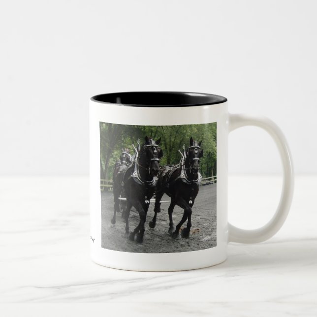 Caneca De Café Em Dois Tons Cavalos De Rascunho Em Fase (Direita)