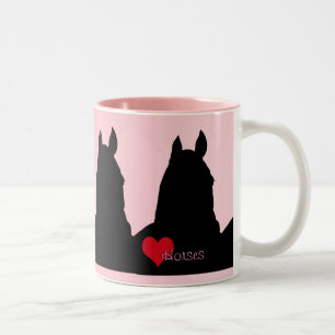 Caneca De Café Em Dois Tons Cavalos do Coração I (rosa esmaecido)