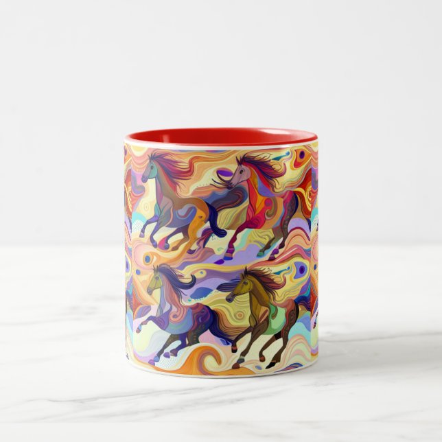 Caneca De Café Em Dois Tons Cavalos Selvagens (Centro)