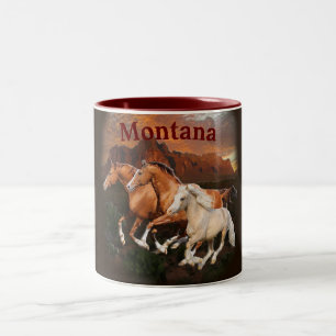 Caneca De Café Em Dois Tons Cavalos Selvagens