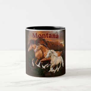 Caneca De Café Em Dois Tons Cavalos Selvagens