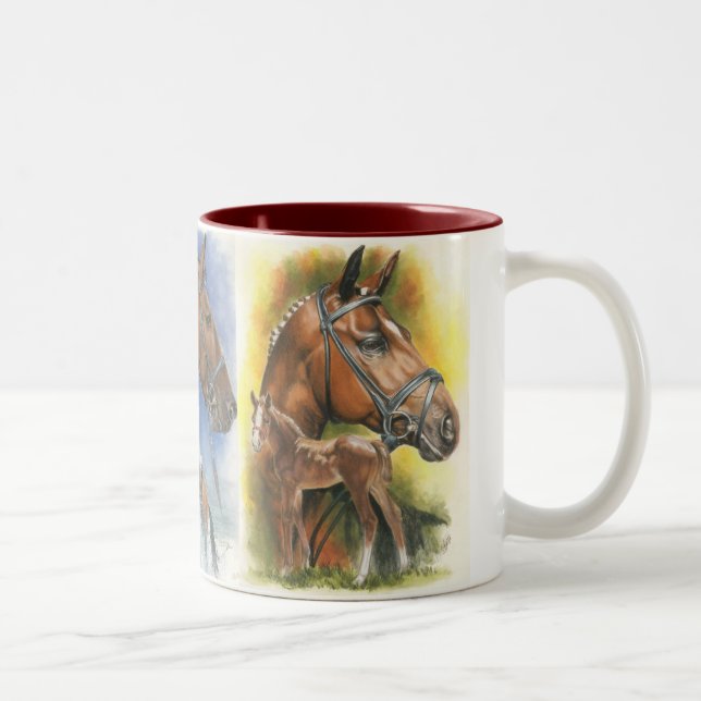 Caneca De Café Em Dois Tons Cavalos triplos (Direita)