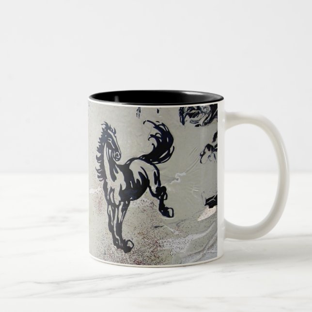 Caneca De Café Em Dois Tons "Cavalos Voadores" (Direita)