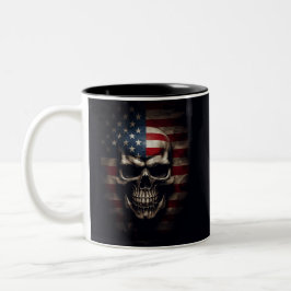 Caneca De Café Em Dois Tons Caveira da Bandeira Americana