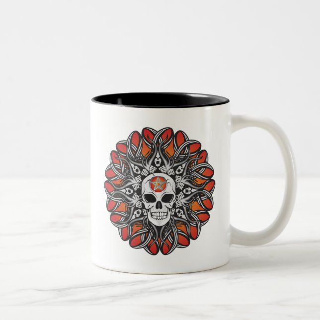 Caneca De Café Em Dois Tons Caveira do gótico - Laranja (Direita)