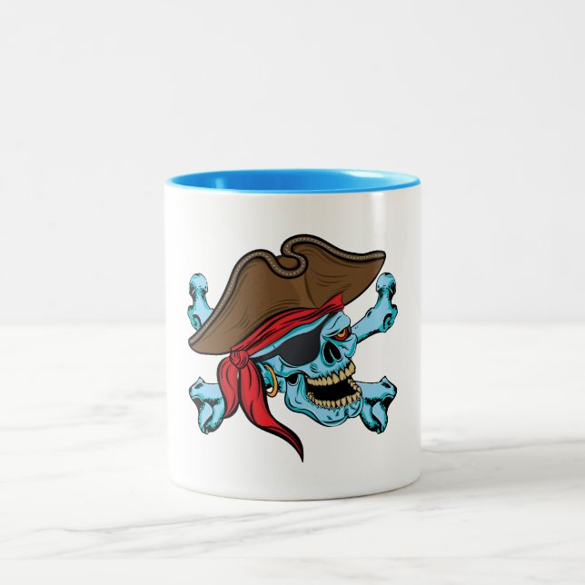 Caneca De Café Em Dois Tons Caveira Pirata e Crossbones (Centro)