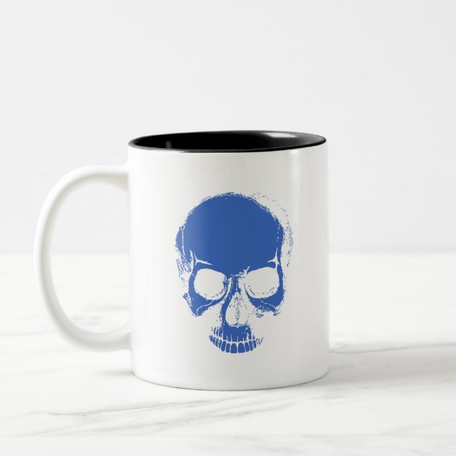 Caneca De Café Em Dois Tons Caveira - Xerife Azul Skeleton Cabeça Copo de Café (Esquerda)