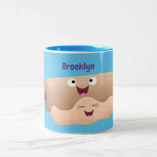 Caneca De Café Em Dois Tons Cavilha rolante e cartoon para pastelaria