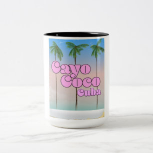 Caneca De Café Em Dois Tons Cayo Coco viagens vintage Cuba