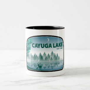 Caneca De Café Em Dois Tons Cayuga Lake New York Deer