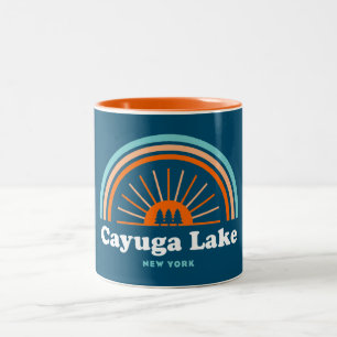 Caneca De Café Em Dois Tons Cayuga Lake New York Rainbow