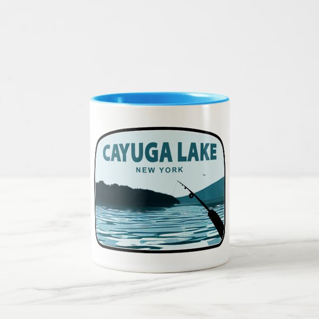 Caneca De Café Em Dois Tons Cayuga Lake New York Rod (Centro)